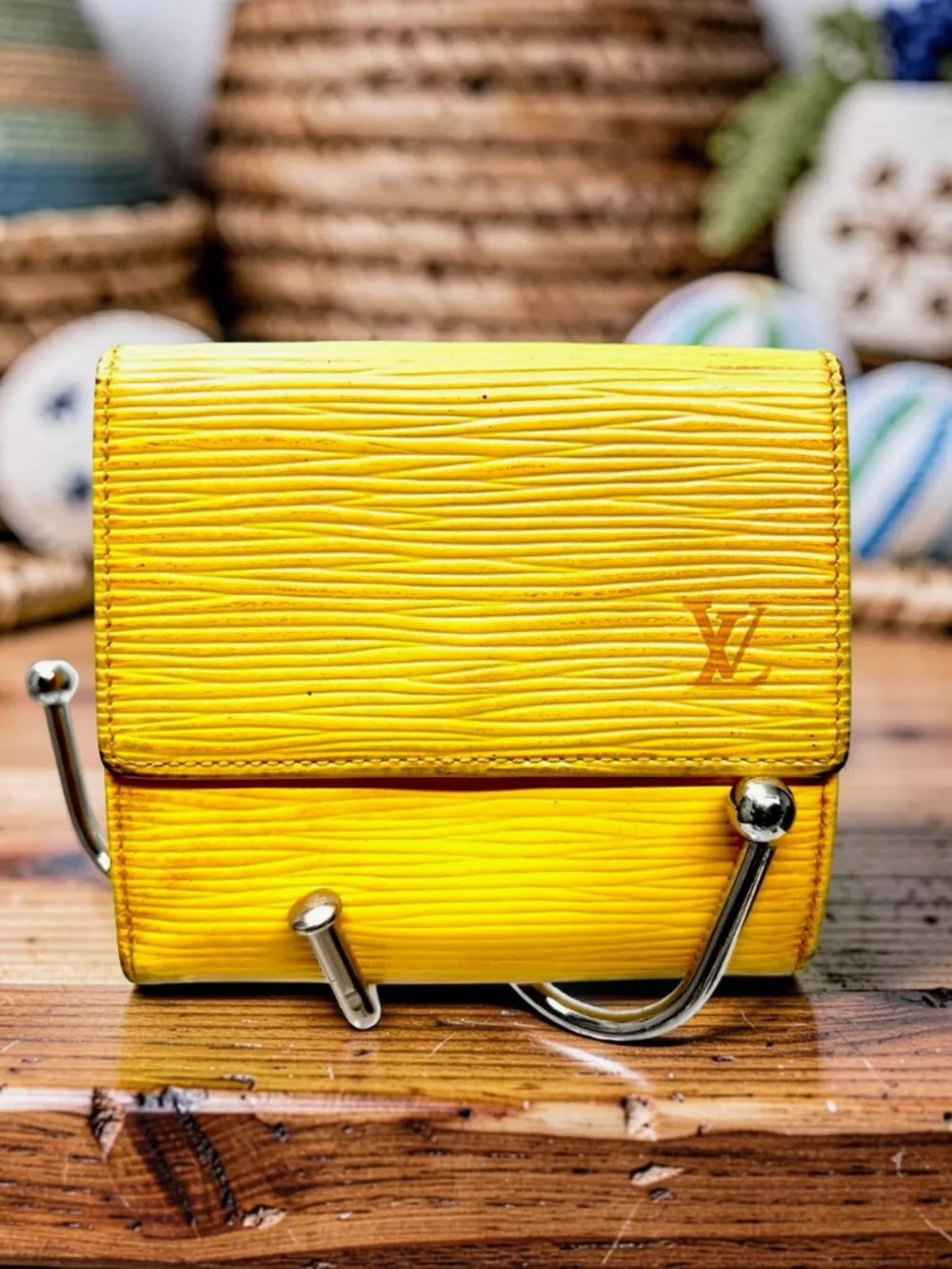 LOUIS VUITTON Epi Sarah Triifold Long Wallet+FREE DiOR Neck-Kerchief M11914(15